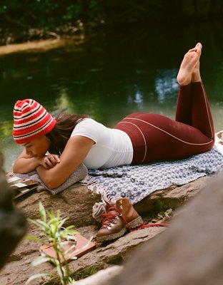 OFFLINE By Aerie The Hugger High Waisted Piping Legging - Royal Berry