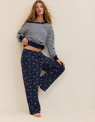 OVERSLEPT by Aerie Pointelle Pant - Navy