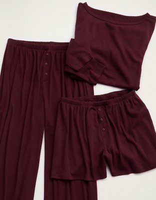 OVERSLEPT by Aerie Pointelle Pant - Royal Berry