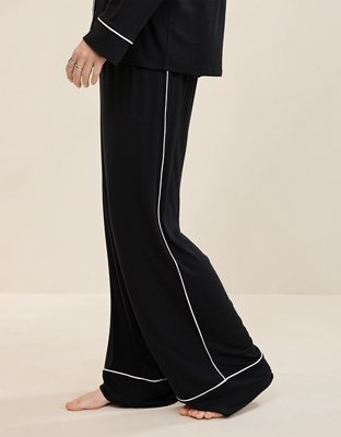 OVERSLEPT by Aerie Real Soft® Piping PJ Pant - True Black