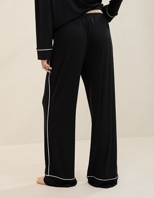 OVERSLEPT by Aerie Real Soft® Piping PJ Pant - True Black