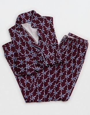 OVERSLEPT by Aerie Real Soft® Piping PJ Pant - Royal Berry