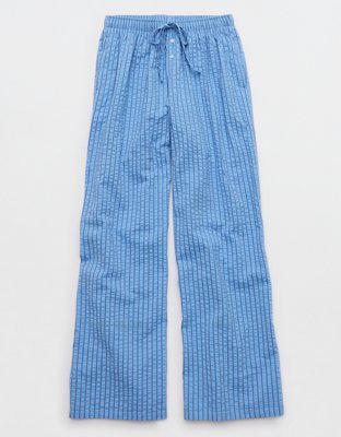 OVERSLEPT by Aerie Seersucker Trouser Pant - Horizon Sky