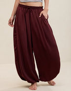 OVERSLEPT by Aerie Liquid Satin Balloon Pant - Royal Berry