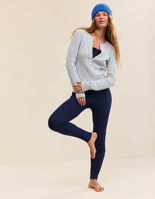 OVERSLEPT by Aerie Pointelle Legging - Navy