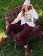 OVERSLEPT by Aerie Pointelle Legging - Royal Berry