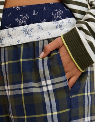 OVERSLEPT by Aerie Flannel Balloon Pant - Navy