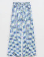 OVERSLEPT by Aerie Liquid Satin Wide Leg Pant - Green Sheen