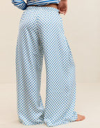 OVERSLEPT by Aerie Liquid Satin Wide Leg Pant - Green Sheen
