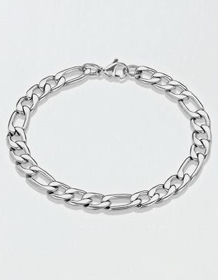 West Coast Jewelry Stainless Steel 8mm Figaro Chain Bracelet - Silver