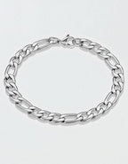 West Coast Jewelry Stainless Steel 8mm Figaro Chain Bracelet - Silver