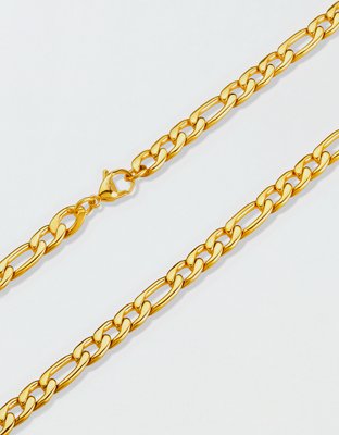 West Coast Jewelry Polished Stainless Steel Figaro Chain Necklace - Gold