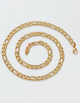 West Coast Jewelry Polished Stainless Steel Figaro Chain Necklace - Gold