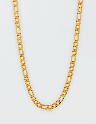 West Coast Jewelry Polished Stainless Steel Figaro Chain Necklace - Gold
