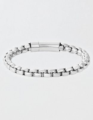 West Coast Jewelry Men's Polished Box Chain Cuff Bracelet - Silver