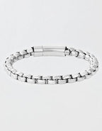 West Coast Jewelry Men's Polished Box Chain Cuff Bracelet - Silver