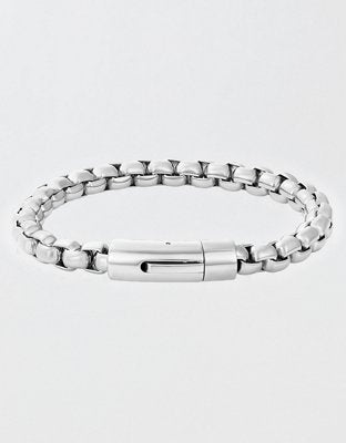 West Coast Jewelry Men's Polished Box Chain Cuff Bracelet - Silver
