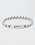 West Coast Jewelry Men's Polished Box Chain Cuff Bracelet - Silver