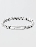 West Coast Jewelry Men's Polished Box Chain Cuff Bracelet - Silver