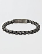 West Coast Jewelry Men's Box Chain Cuff Gunmetal Steel Bracelet - Gunmetal