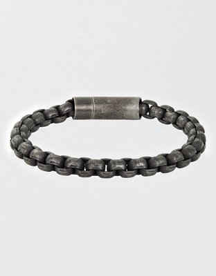 West Coast Jewelry Men's Box Chain Cuff Gunmetal Steel Bracelet - Gunmetal