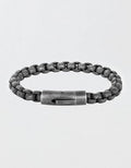 West Coast Jewelry Men's Box Chain Cuff Gunmetal Steel Bracelet - Gunmetal
