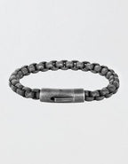 West Coast Jewelry Men's Box Chain Cuff Gunmetal Steel Bracelet - Gunmetal