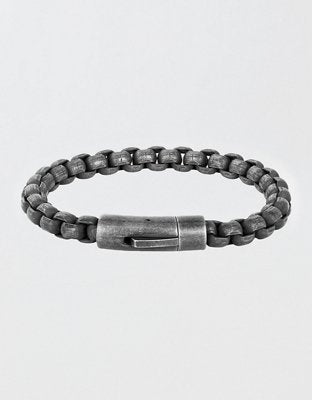 West Coast Jewelry Men's Box Chain Cuff Gunmetal Steel Bracelet - Gunmetal