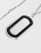 West Coast Jewelry Men's Brushed Black Carbon Fiber Frame Stainless Steel Necklace - Black