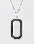 West Coast Jewelry Men's Brushed Black Carbon Fiber Frame Stainless Steel Necklace - Black