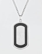 West Coast Jewelry Men's Brushed Black Carbon Fiber Frame Stainless Steel Necklace - Black