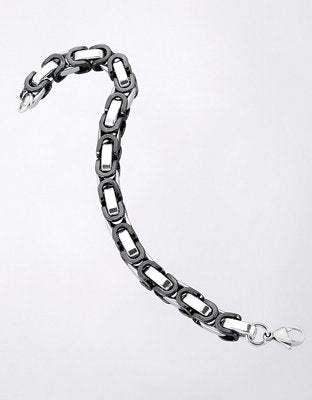 West Coast Jewelry Two-Tone Stainless Steel Byzantine Chain Bracelet - Black