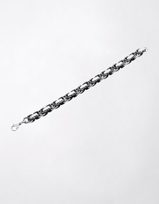 West Coast Jewelry Two-Tone Stainless Steel Byzantine Chain Bracelet - Black