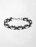 West Coast Jewelry Two-Tone Stainless Steel Byzantine Chain Bracelet - Black