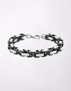 West Coast Jewelry Two-Tone Stainless Steel Byzantine Chain Bracelet - Black