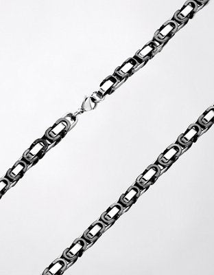 West Coast Jewelry Byzantine Chain Two-Tone Necklace - Black