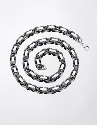 West Coast Jewelry Byzantine Chain Two-Tone Necklace - Black