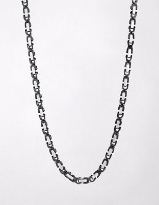 West Coast Jewelry Byzantine Chain Two-Tone Necklace - Black