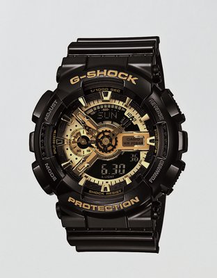 Casio G-Shock XL Analog Digital Resin Gold/Black Watch - Black