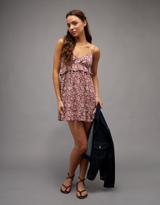 AE Babydoll V-Neck Ruffle Mini Dress