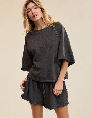 Aerie It's Casual Knit Slub Short - Smoked Gray