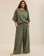 Aerie It's Casual Knit Slub Trouser - Olive Fun