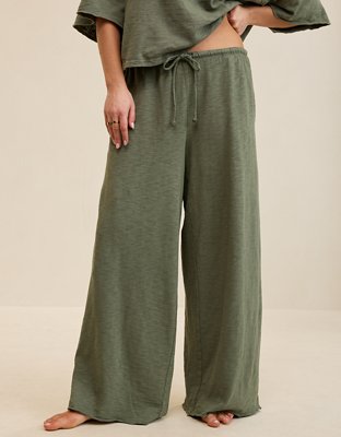 Aerie It's Casual Knit Slub Trouser - Olive Fun