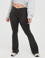 OFFLINE By Aerie Real Me High Waisted Crossover Flare Legging - Smoked Gray