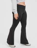 OFFLINE By Aerie Real Me High Waisted Crossover Flare Legging - Smoked Gray