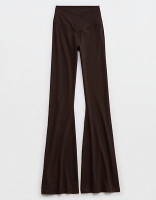 OFFLINE By Aerie Real Me High Waisted Crossover Flare Legging - Deep Earth