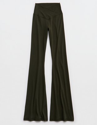 OFFLINE By Aerie Real Me High Waisted Crossover Flare Legging - Olive Petal