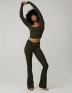 OFFLINE By Aerie Real Me High Waisted Crossover Flare Legging - Olive Petal
