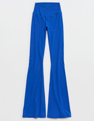 OFFLINE By Aerie Real Me High Waisted Crossover Flare Legging - Cobalt Jewel