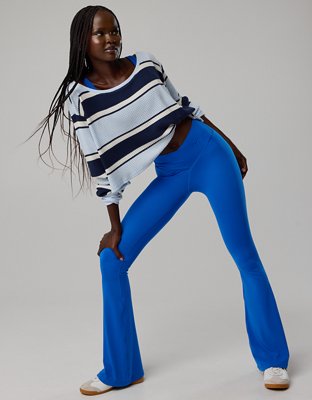 OFFLINE By Aerie Real Me High Waisted Crossover Flare Legging - Cobalt Jewel